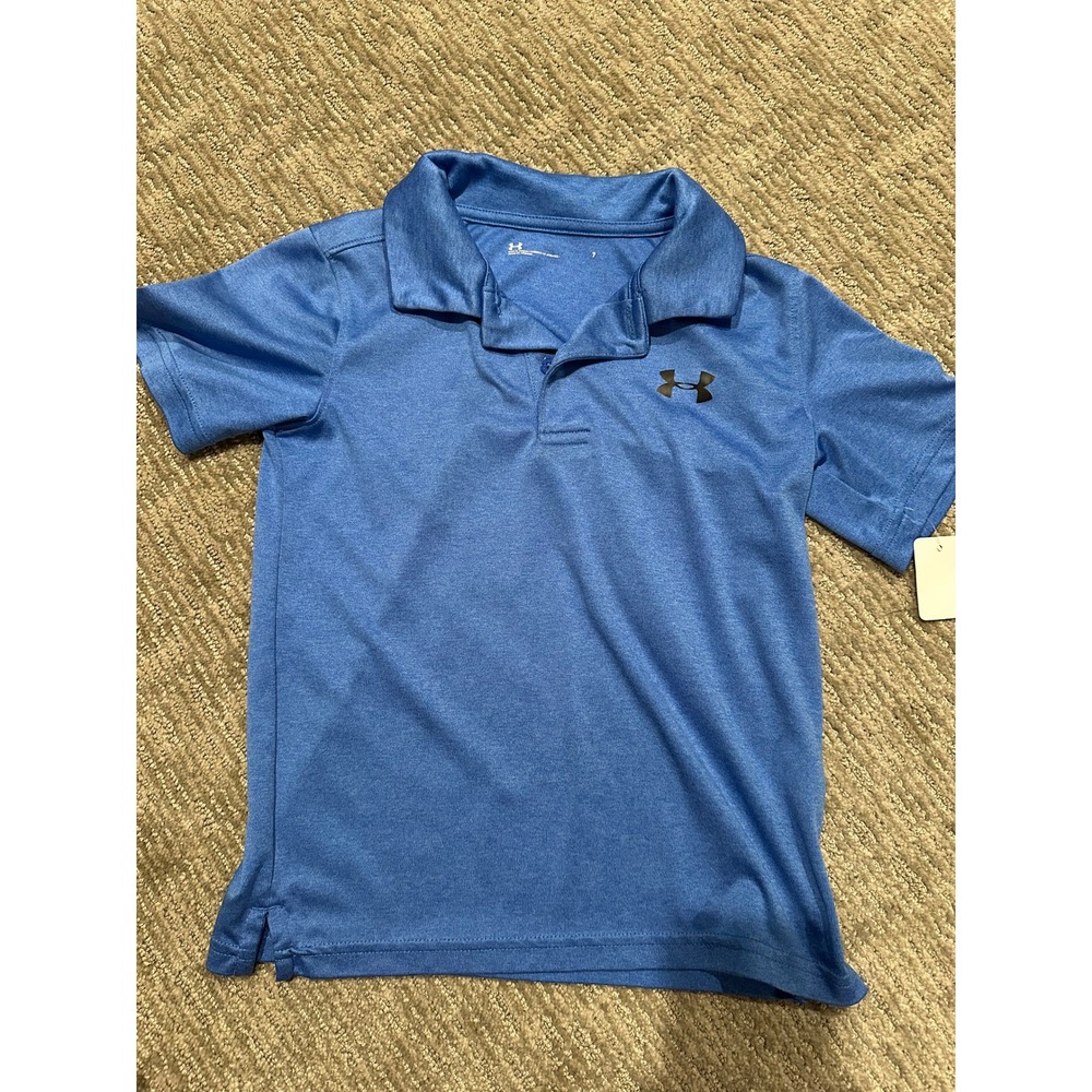 Under Armour Boys Blue HeatGear Performance Polo Shirt Size 7 NWT